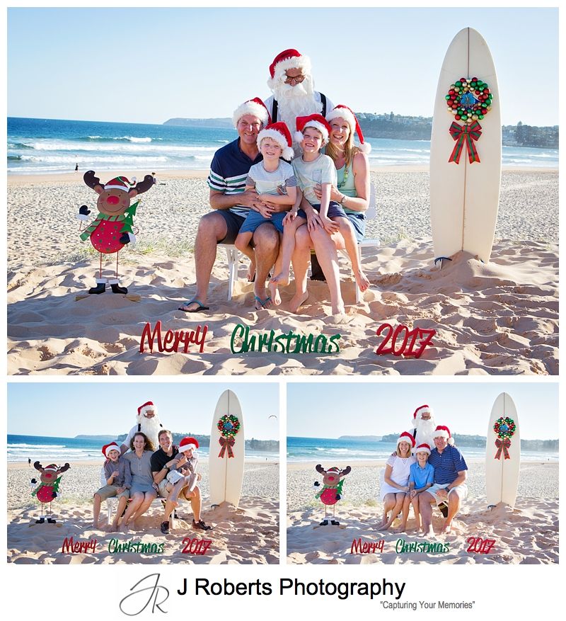 Santa photos on Long Reef Beach Sydney on a beautiful summers afternoon in December